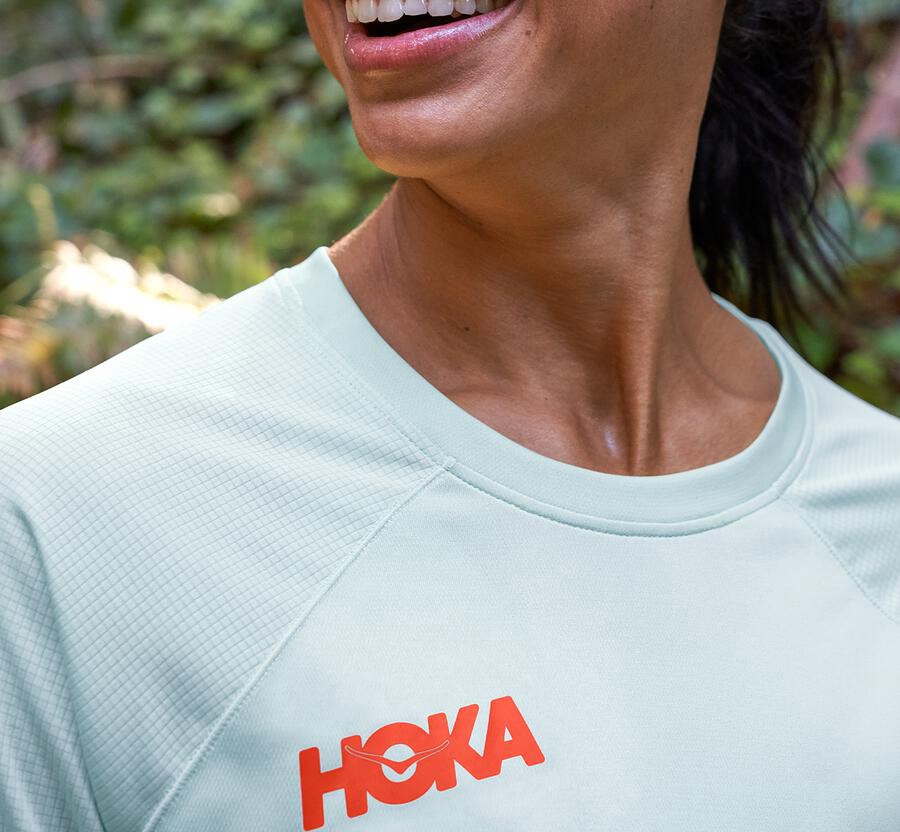 Hoka One One Womens Tops - Performance Long Sleeve - Blue - RFNH96230